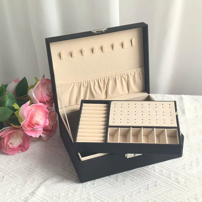 Double-Layer Leather Jewelry Storage Box