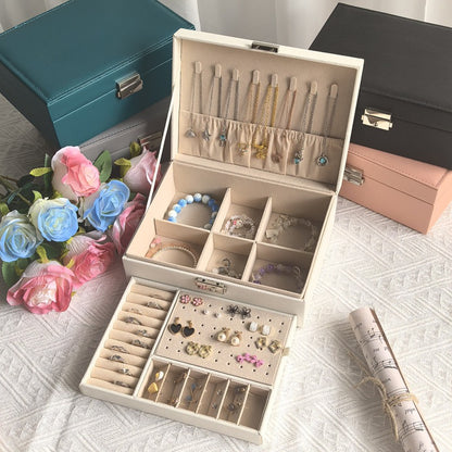 Double-Layer Leather Jewelry Storage Box